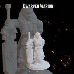Воин Дварф женщина 37,8мм фигурки/миниатюры (ДнД, DnD, D&D, Dungeons & Dragons, Pathfinder, Подземелья и Драконы, Wargames) Лавка Приключенца