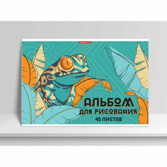 Альбом для рисования Academy Style А4, 40 листов, на скрепке, Полосатая лягушка,13830