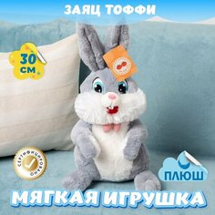 Мягкая игрушка Зайка для девочек и мальчиков / Плюшевый Зайчик для малышей KiDWoW серый 30см