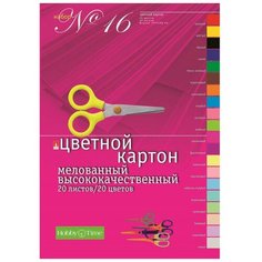Картон цветной 20л,20цв, А4, мелован,№16,11-420-43 Альт
