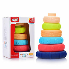 Пирамидка 668-4 цветная, с цифрами и рисунко, в коробке КНР