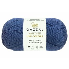 Пряжа Gazzal Happy feet Uni Colors синий (3566), 75%мериносовая шерсть/25%полиамид, 165м, 50г, 5шт