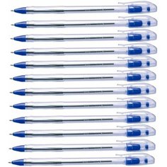 Набор 12 шт - Ручка шариковая Crown "Oil Jell" синяя, 0,7мм, штрих-код