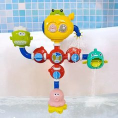 Игрушка для ванной Мельница (10 деталей) на присосках (4шт.), рыбка, лягушка, осьминог, без батареек, 30 х 13 х 32 см, НЕ8070 Zhorya