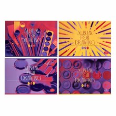 Альбом для рисования А4, 32 листа на скрепке Bright Art, обложка мелованный картон, блок 100 г/м2, микс Россия