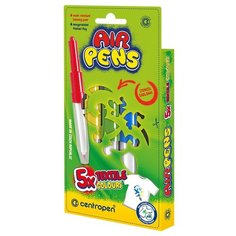 Фломастеры воздушные Centropen "AirPens Textile", 05цв.+1 трафарет, картон. упаковка, европодвес - 6 шт.