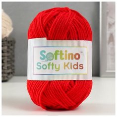 Пряжа 100% акрил "Softy Kids" 90м ±5м 50 гр цвет 34 гранат 5443668, 1шт Softino