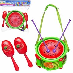 Музыкальные инструменты ABtoys ДоРеМи Арбуз (барабан, маракасы 2шт) D-00054/арбуз