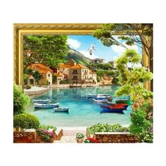 Алмазная мозаика на подрамнике 40х50 круглые стразы AN0709L Бухта. Painting Diamond