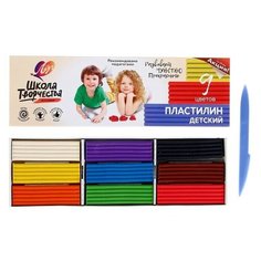 Пластилин 9 цветов 180 г "Школа творчества" Луч