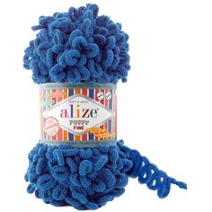 Пряжа Alize Puffy Fine -3 шт, морская волна (637), 14 м/100 г, маленькие петли (2 см) /Ализе Пуффи файн/