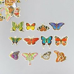 Наклейки для творчества "Мир бабочек" тиснение золото набор 48 шт 9х7х0,8 см ТероПром