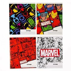 Тетрадь 24 листа, линейка, 4 штуки микс, Мстители Marvel