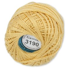 Пряжа "Gamma" Ирис 100% хлопок 10 шт. х10г 82м №3190 грязно-жёлтый