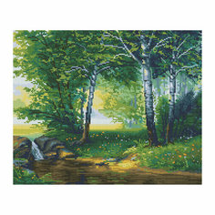 Алмазная мозаика ТРИ совы "Березовая роща", 40*50см, холст, картонная коробка с пластиковой ручкой