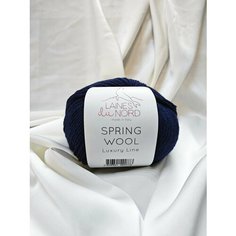 Пряжа 50% хлопок 50% меринос Laines du Nord Spring Wool 12-синий, темно-синий