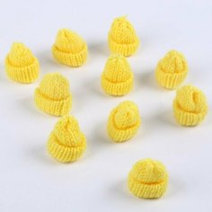 Шапка для игрушек вязаная, набор 10 шт, цвет желтый Miki Market