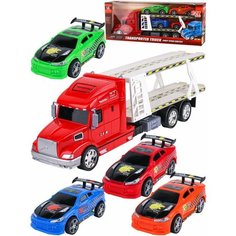 Машинка инерционная "Автовоз с 4 гоночными машинками"(55*12,5*21,5 см, в коробке) Нет бренда