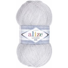 Пряжа Alize Lanagold 800 пепельный меланж (684), 51%акрил/49%шерсть, 800м, 100г, 2шт