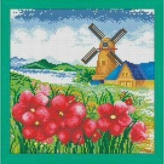 Алмазная мозаика Cristal, картина стразами Мельница, 35*35 см, 7493 Нет бренда
