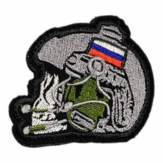 Нашивка, шеврон, патч (patch) на липучке Череп в каске с триколором, размер 8*6,5 см Нет бренда