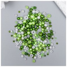 Бусины для творчества пластик "Круглые. Ассорти зелёное" d=3-8 мм, набор 10 гр Арт Узор