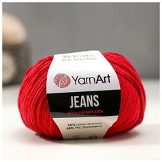 Пряжа "Jeans" 55% хлопок, 45% акрил 160м/50гр (51 вишня), 1шт Yarn Art