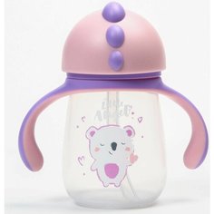 Детский поильник с силиконовой трубочкой Koala, 250 мл, цвет фиолетовый Denco Store