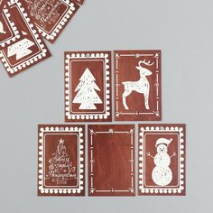 Бирка картон "НГ Карточки" набор 10 шт (5 видов) 4х6 см, 7 штук Noname