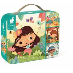 Набор пазлов Janod Времена года (J02658), 16 дет., зеленый