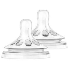 Соска Philips AVENT Natural силиконовая, средний поток, SCF653/27 3м+, 2 шт. бесцветный