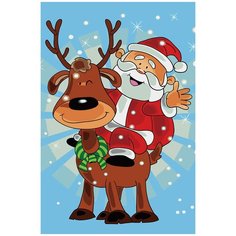 Картина по номерам "Санта на олене", 20х30 см Цветной