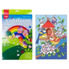 Набор для творчества LORI Картина по номерам для малышей "Весенние птички"