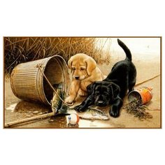 Алмазная мозаика Любопытные щенки 50x30 см. Milato