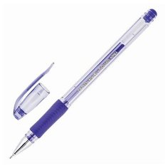 Ручка гелевая с грипом CROWN Hi-Jell Needle Grip, синяя, узел 0,7 мм, линия письма 0,5 мм, HJR-500RNB, (24 шт.)