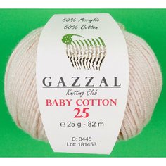 Пряжа Gazzal Baby Cotton 25 топленое молоко (3445), 50%хлопок/50%акрил, 82м, 25г, 1шт