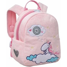 Рюкзак детский для девочки GRIZZLY, дошкольный, для малышей, в садик, с единорогом (розовый)