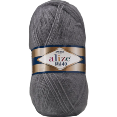 Пряжа Alize Angora Real 40, 40 % шерсть, 60 % акрил, 100 г, 430 м, 5 шт., 87 угольно-серый