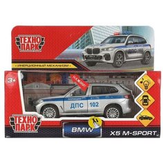 Машина BMW X5 M-Sport Полиция 12 см серебро металл инерция (свет, звук) Технопарк X5-12SLPOL-SR