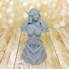 Фигурка Ночная эльфийка Warcraft (Night Elf Hunter) бюст 10 см из смолы для росписи