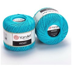 Пряжа YarnArt Violet, 282м / 50г (100% хлопок) / Ярко-бирюзовый (0008) / 1 шт