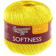 Пряжа Семеновская Softness (Нежность) лимон_x1 (30090), 47%хлопок/53%вискоза, 400м, 100г, 1шт