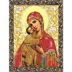 Вышивка бисером набор на атласе для вышивания "Вышивочка" икона "Прсв. Бца Феодоровская" 18*23см