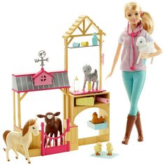 Кукла Barbie Кем быть? Ветеринар на ферме, 29 см, DHB71 розовый/бежевый