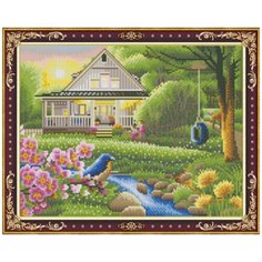 Рыжий кот Набор алмазной вышивки Красивый домик (WK015) 40х50 см