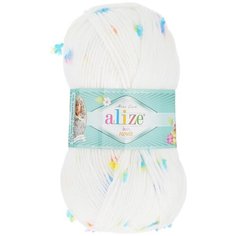 Пряжа для вязания Alize "Baby Flower", цвет: белый, голубой, желтый (5380), 210 м, 100 г, 5 шт