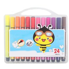 Набор цветных фломастеров на водной основе разных цветов, 24 шт, 15х12х3 см Little Rainbow