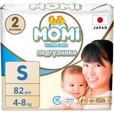 Подгузники детские MOMI Ultra Care 2 S 4-8 кг, 82 шт