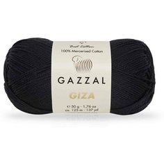 Пряжа Gazzal Giza черный (2457), 100%мерсеризованный хлопок, 125м, 50г, 1шт