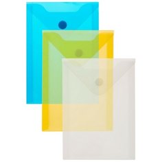 Папка-конверт на кнопке А6105x148мм, 180 мкм, Attache ассорти, 10шт. уп